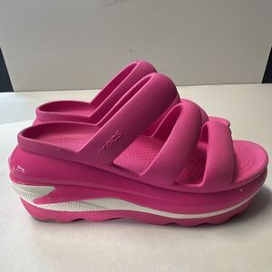 Crocs Women’s Pink Synthetic Strappy Slip-On Wedge Slide Sandals Size 7
